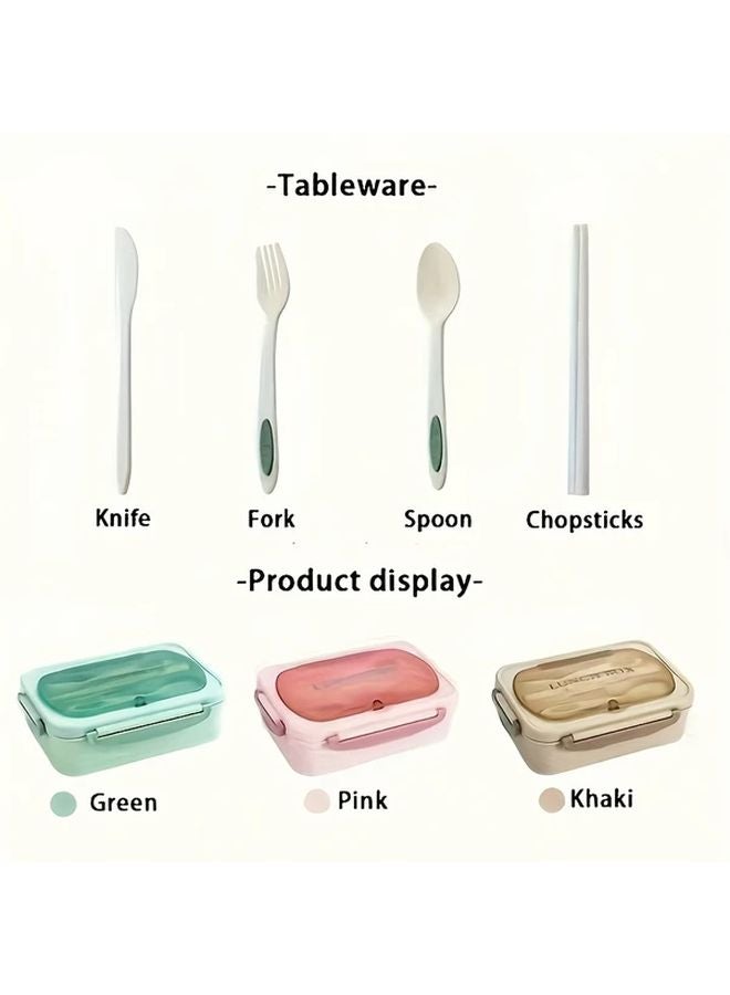 Khaki Leak Proof Lunch Box With Utensils 40 58oz Microwave Safe For School Office Picnic - Image 5